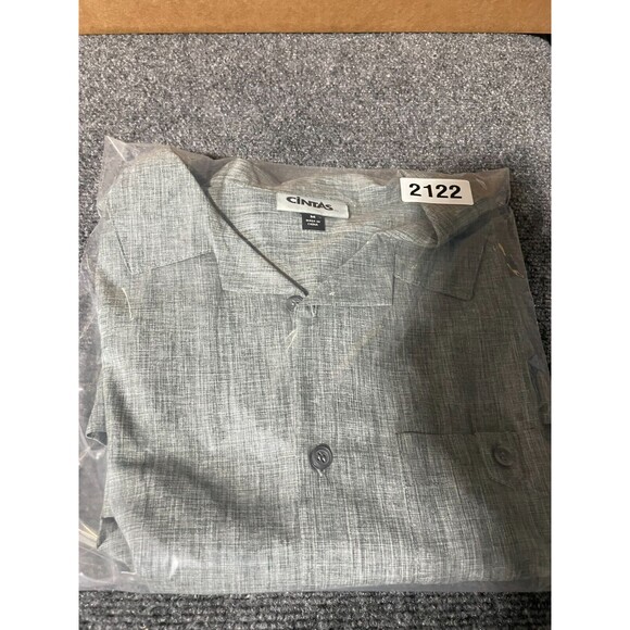 Cintas Work Shirt Men's M Gray Button Down Short Sleeve - Picture 8 of 8